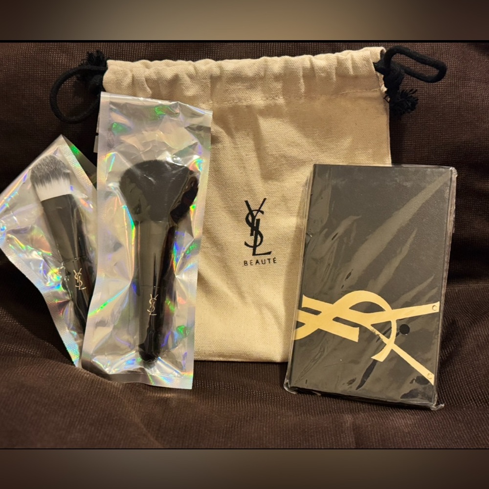 YSL Drawstring Pouch Gift Set (Brushes and Mini Notebook)